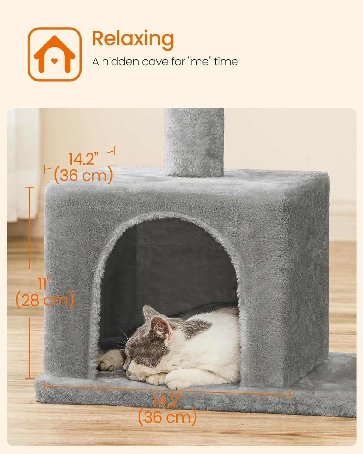 Plush Kitten Condo Cat Tree, Light Gray