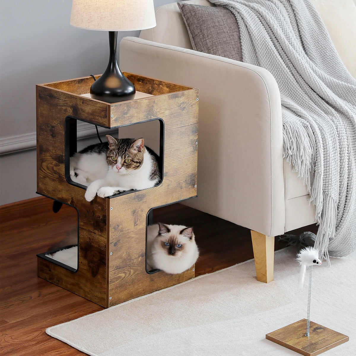 Modern Wood Cat House Furniture for Indoor Cats