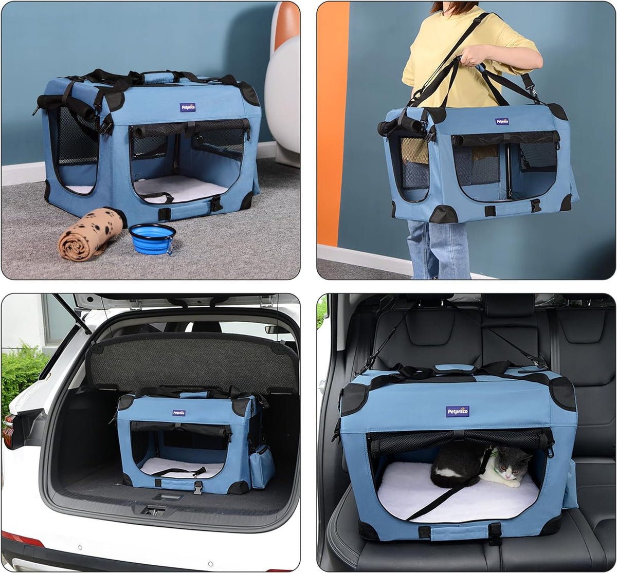 Portable Collapsible Dog Crate, 24" Soft for Car Travel