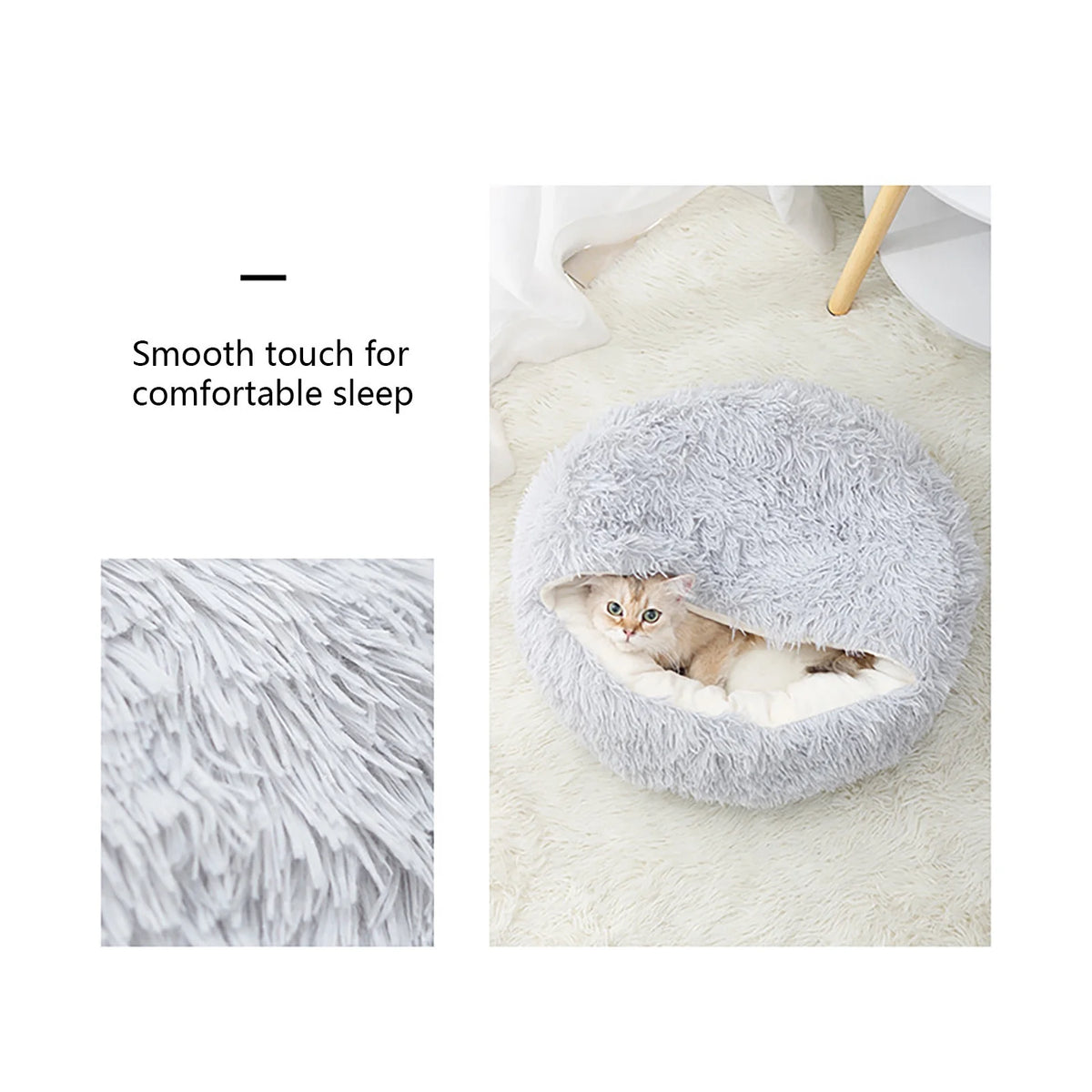 Calming Dog Beds & Cat Cave Bed with Hooded Cover,Removable Washable round Beds for Small Medium Pets,Anti-Slip Faux Fur Fluffy Coved Bed for Improved Sleep