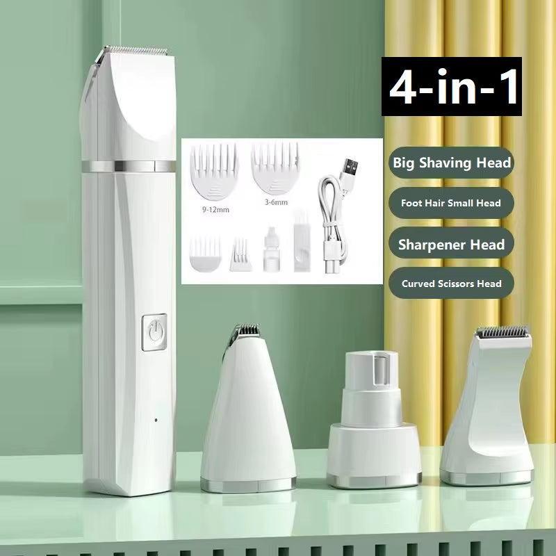 Professional 4-In-1 Electric Pet Grooming Tool Set Dog Hair Clippers USB Rechargeable Pets Haircut Trimmer Shaver Cats Supplies