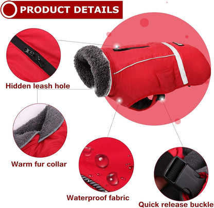 Warm Dog Coat, Reflective Dog Jacket, Waterproof Dogs Winter Coat
