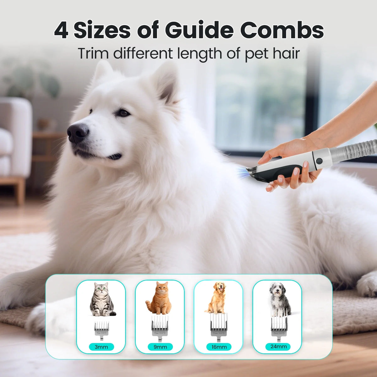 Dog Grooming Kit, 7In1 Dog Grooming Vacuum , 11000Pa Super Suction for Pet Hair,Grooming Vacuum for Shedding Grooming, Low Noise,