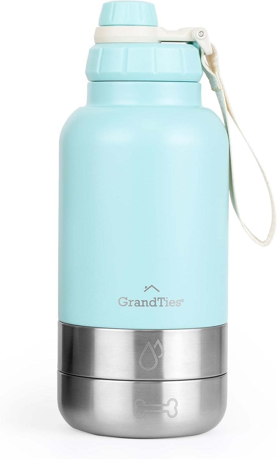 Insulated Portable Dog Water Bottle with 2 Detachable Water Bowl Dispenser | Dog Food Travel Container, Accessories for Dogs Walking, Hiking, Camping (32Oz (950Ml), Patriot)