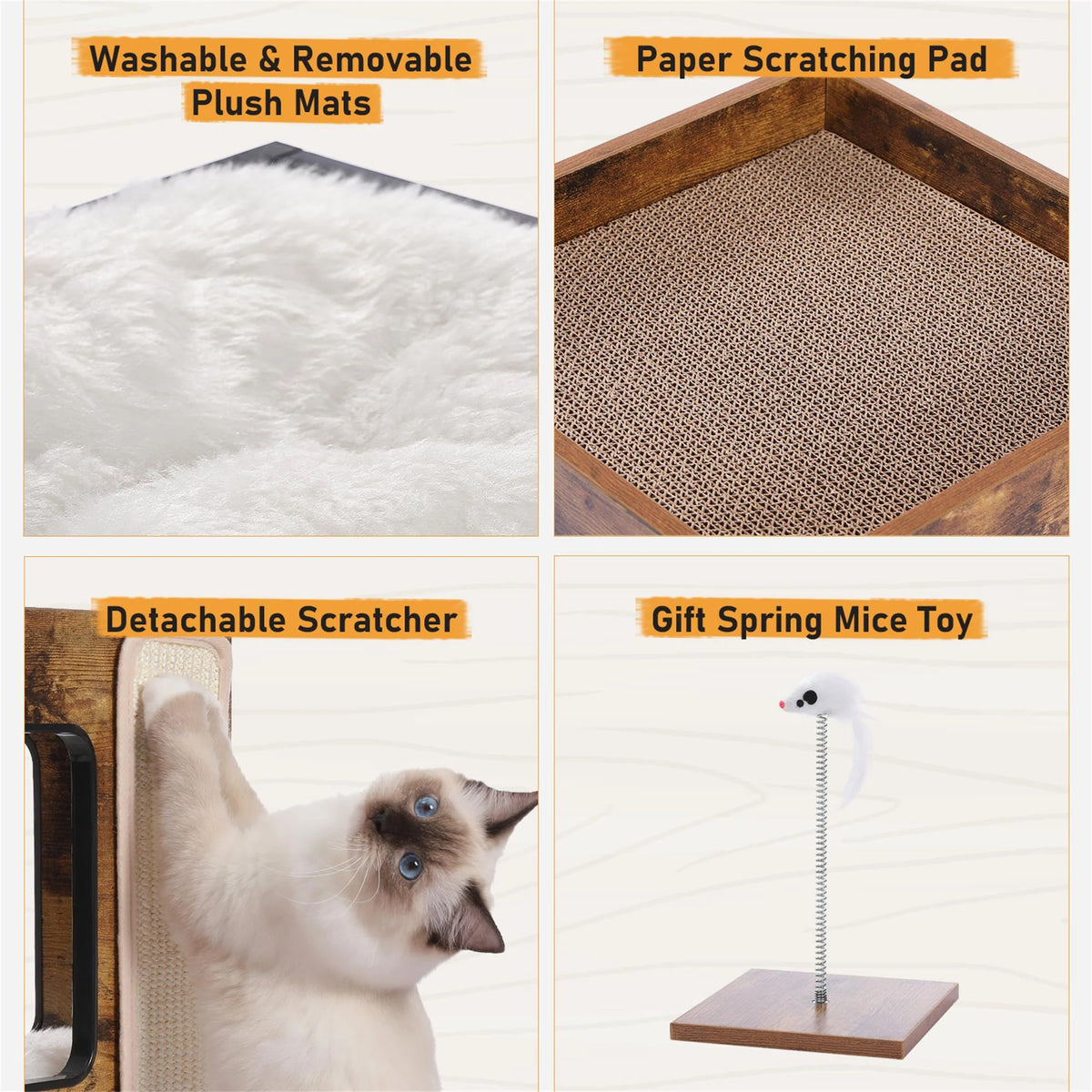 Modern Wood Cat House Furniture for Indoor Cats