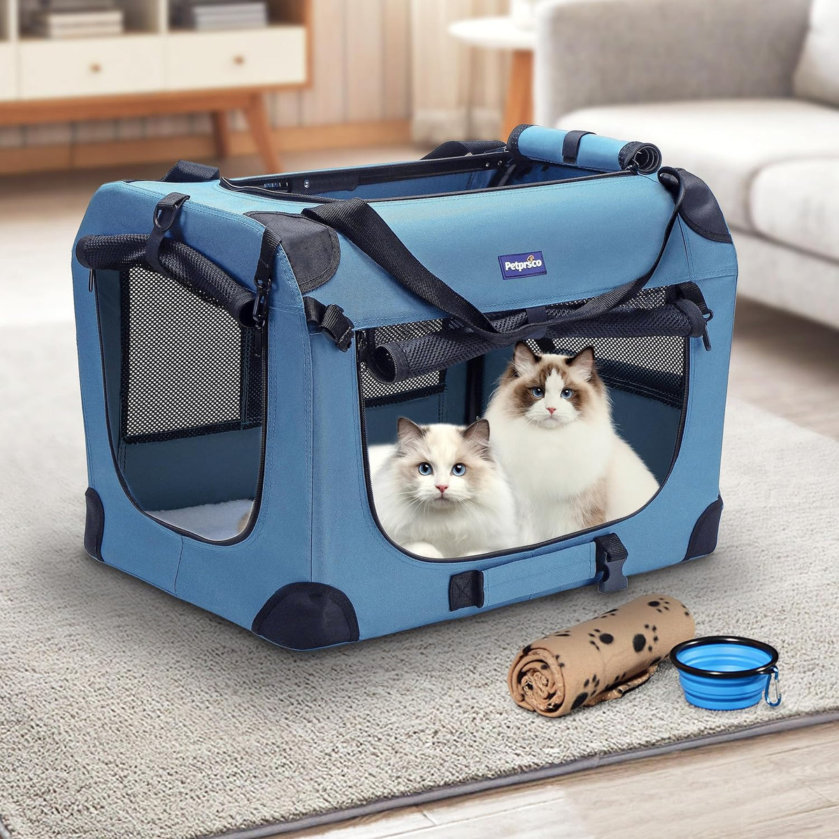 Portable Collapsible Dog Crate, 24" Soft for Car Travel