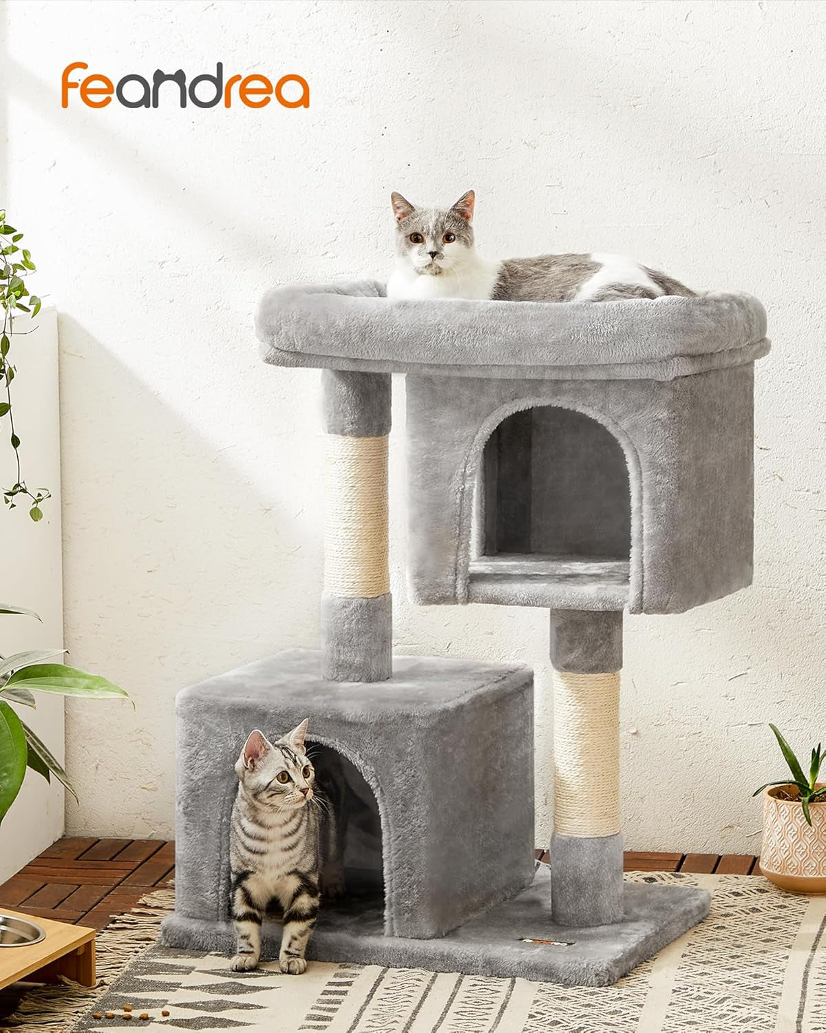 Plush Kitten Condo Cat Tree, Light Gray