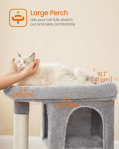Plush Kitten Condo Cat Tree, Light Gray