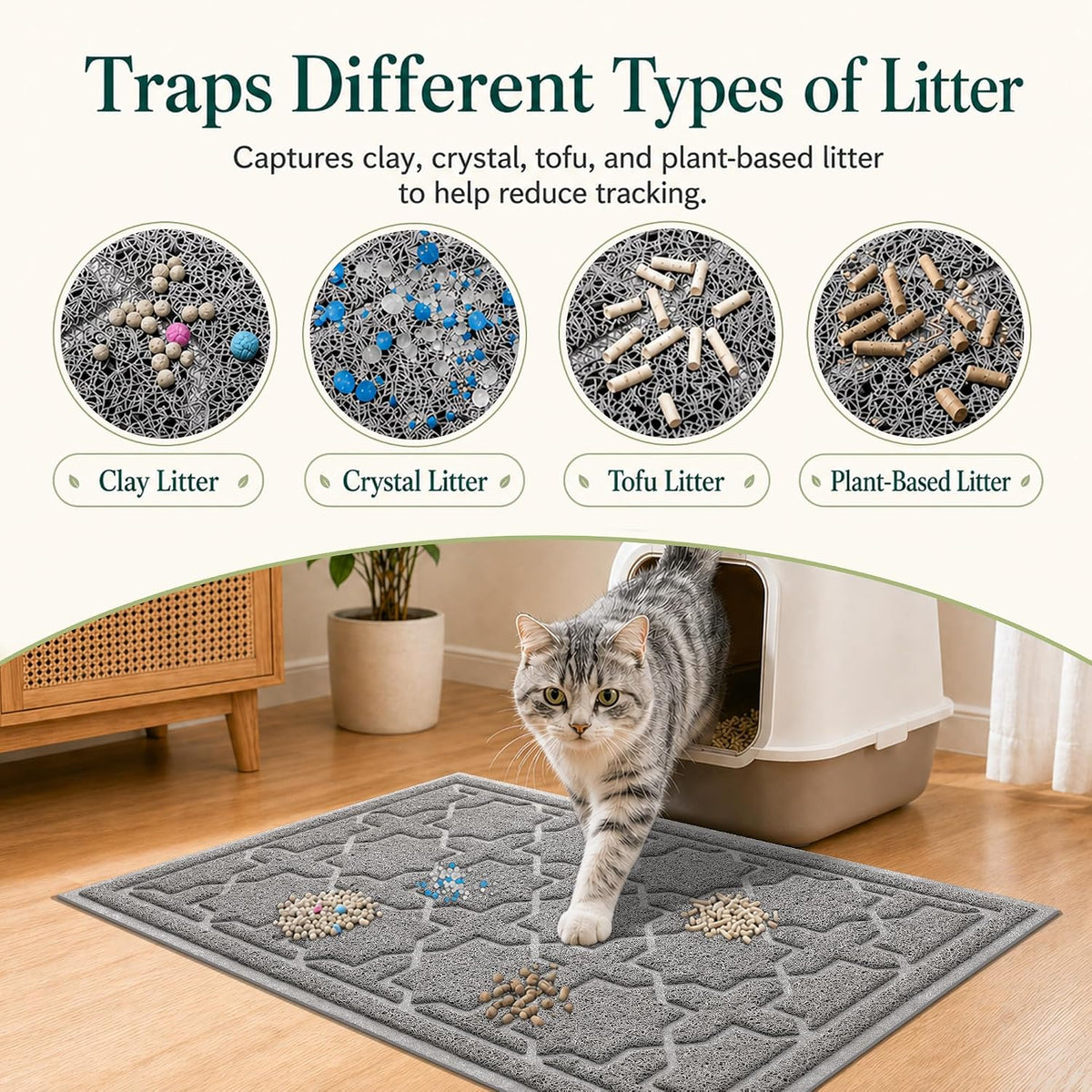 Cat Litter Mat, Waterproof Litter Trap Mat, 35.4X23.6