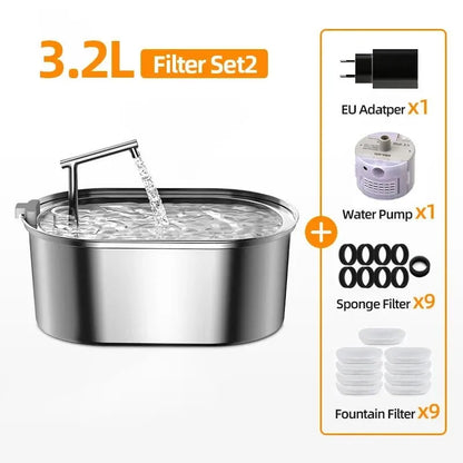 Stainless Steel Cat Water Fountain Automatic Cat Drinker Drinking Fountain for Cats Dogs Pet Water Dispenser Accessories