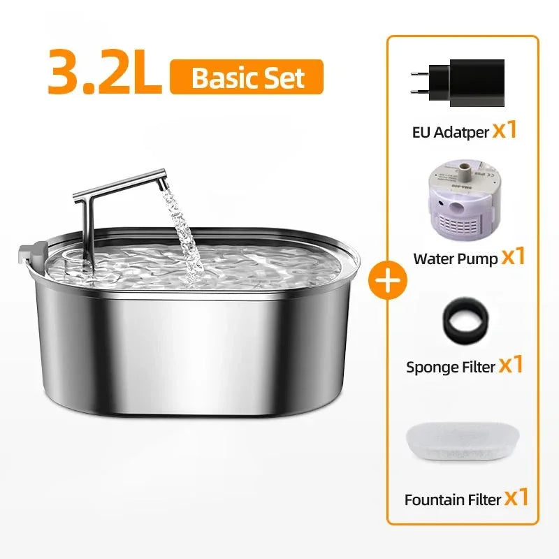 Stainless Steel Cat Water Fountain Automatic Cat Drinker Drinking Fountain for Cats Dogs Pet Water Dispenser Accessories