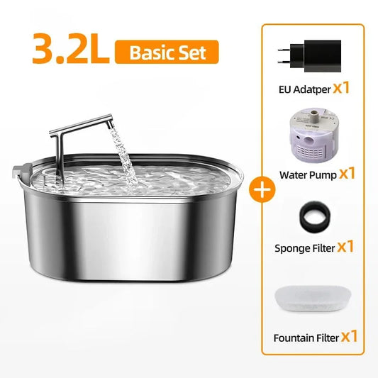 Stainless Steel Cat Water Fountain Automatic Cat Drinker Drinking Fountain for Cats Dogs Pet Water Dispenser Accessories