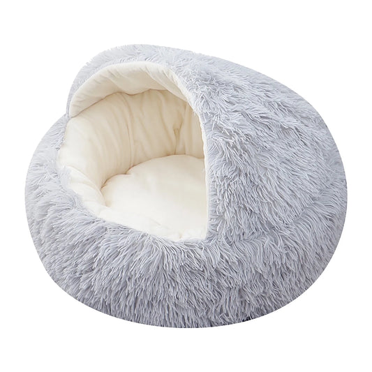 Calming Dog Beds & Cat Cave Bed with Hooded Cover,Removable Washable round Beds for Small Medium Pets,Anti-Slip Faux Fur Fluffy Coved Bed for Improved Sleep