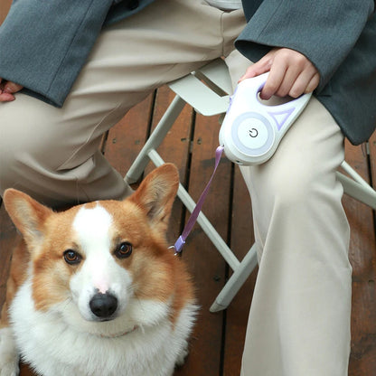 3 and 5M Retractable Dog Leash with LED Flashlight – Durable Automatic Lead for Walking, Running & Training