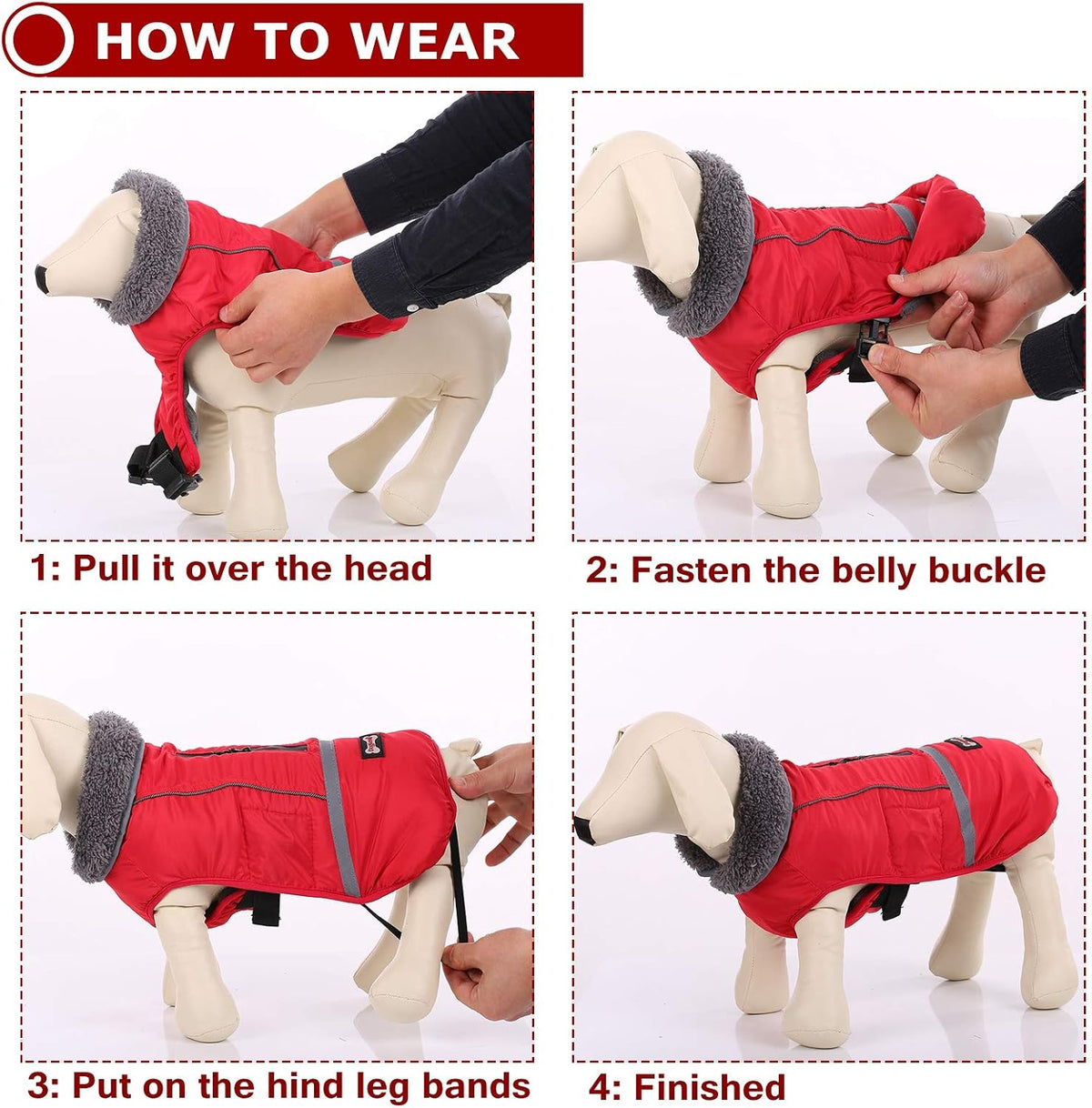 Warm Dog Coat, Reflective Dog Jacket, Waterproof Dogs Winter Coat